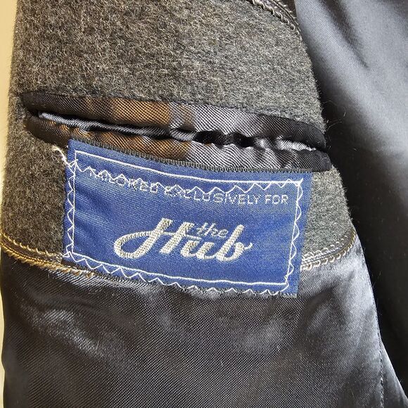 Vintage 90s Wool Cashmere Overcoat The Hub Mens M 40R Hungary Gray Long Trench - Picture 7 of 11